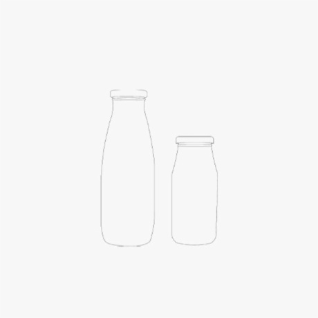 small milk bottles with lids