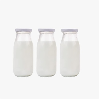 Small Milk Bottles with White Lids