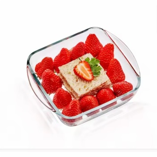 Square Borosilicate Glass Cake Pan with Lid 1000ml 1600ml