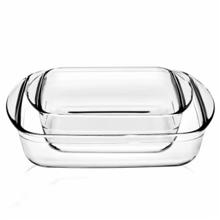 Square Borosilicate Glass Cake Pan with Lid 1000ml 1600ml