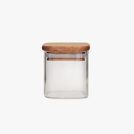 Square Glass Storage Jars with Bamboo Lids