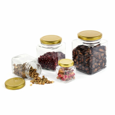 Square Honey Glass Jar