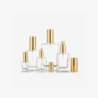 square perfume bottles with gold lids