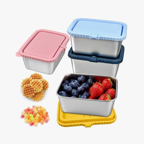Stainless Steel Containers with Silicone Lids