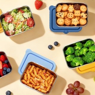 Stainless Steel Containers with Silicone Lids