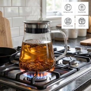 Stovetop Safe Borosilicate Glass Tea Kettle