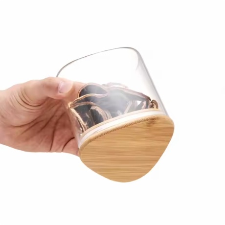 triangle glass jars with airtight bamboo lids 600ml 900ml 1200ml