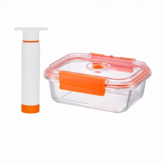 Rectangular borosilicate glass vacuum container and pump