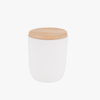 White Candle Jar With Bamboo Lid