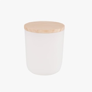White Candle Jar With Wooden Lid